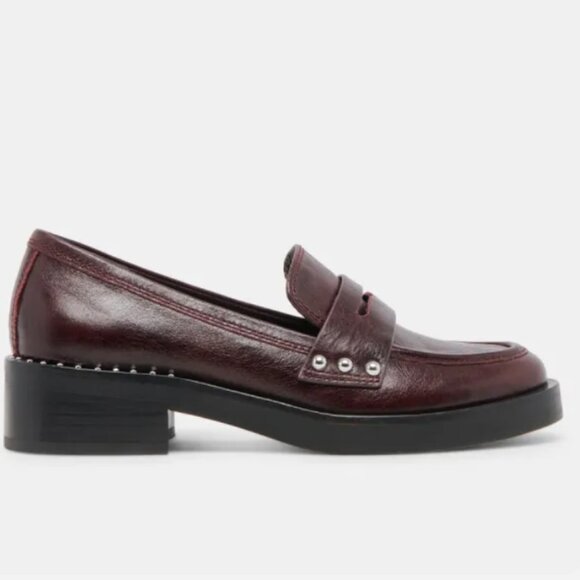 NEW DOLCE VITA Leather Aliane Loafers in mulberry for women 725 3j2 - Picture 5 of 9